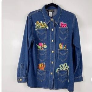 Vintage Bob Mackie wearable art denim top